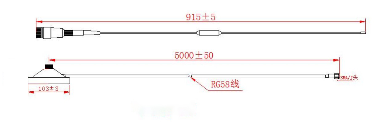 433MHz大吸盘天线SW433-MAX-XPXM的机械尺寸
